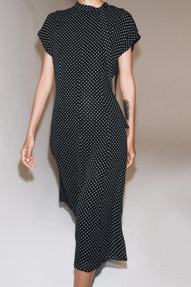 ZW COLLECTION POLKA DOT MIDI DRESS - Black / White by Zara - Image 5