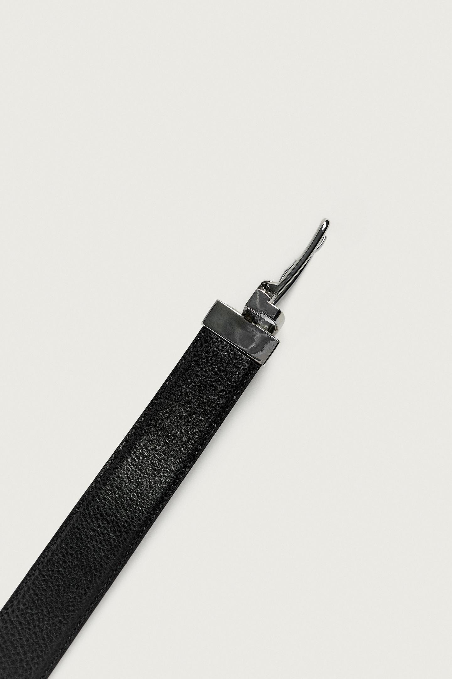 Мужской ремень Zara Reversible Leather Belt, цвет: Чёрный — фото 5