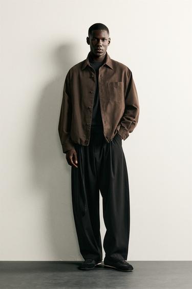 PANTALÓN BALLOON FIT PLIEGUES CINTURÓN - Negro de Zara - Imagen 0