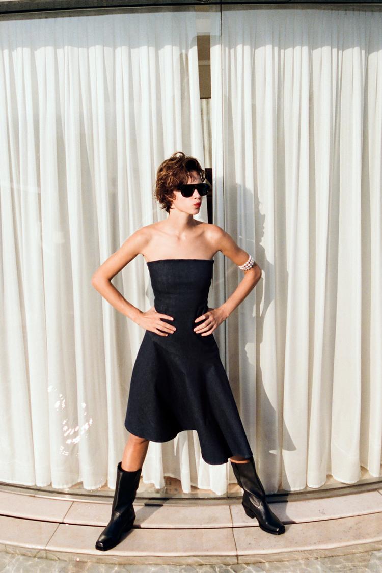 ASYMMETRIC TRF DENIM DRESS Dark indigo ZARA United States