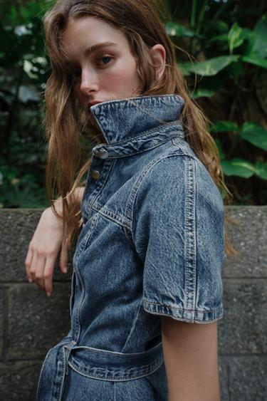 ROBE COURTE EN JEAN Z1975 AVEC CEINTURE - Bleu de Zara - Image 3