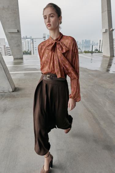 BELTED MIDI SKIRT - Brown by Zara