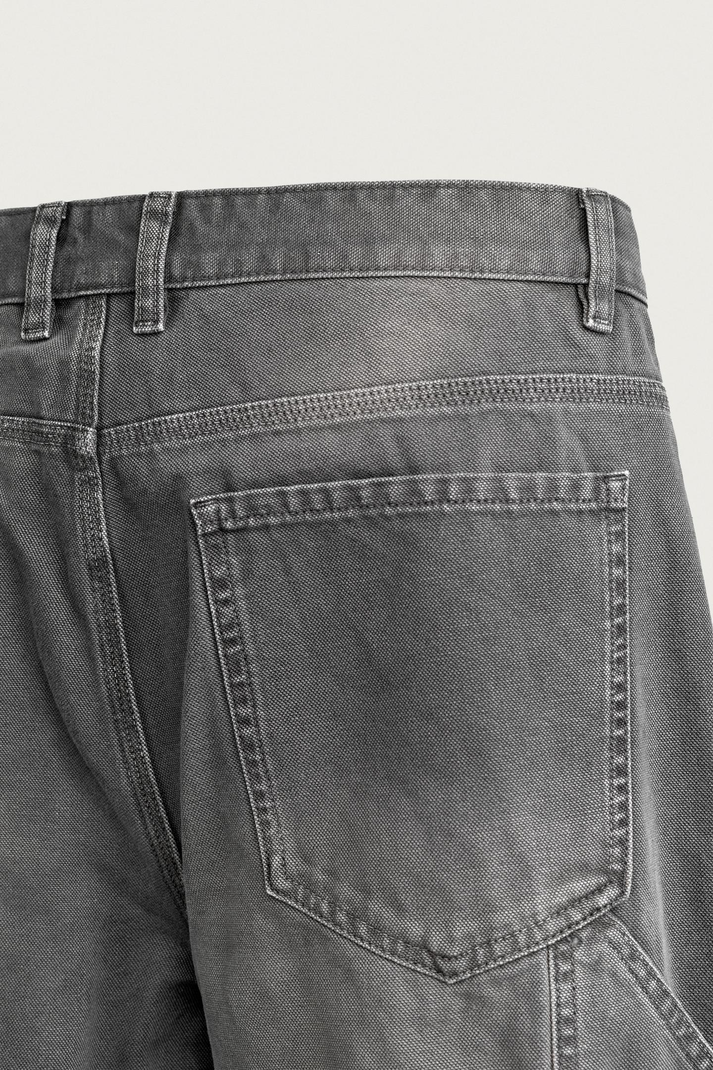Мужские брюки Zara Relaxed-Fit Carpenter Pocket, цвет: Тёмный серый — фото 9