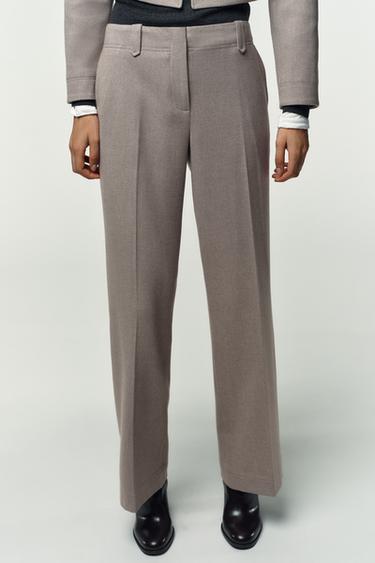 PANTALON DROIT TAILLE NORMALE - Sable / Chiné de Zara - Image 1