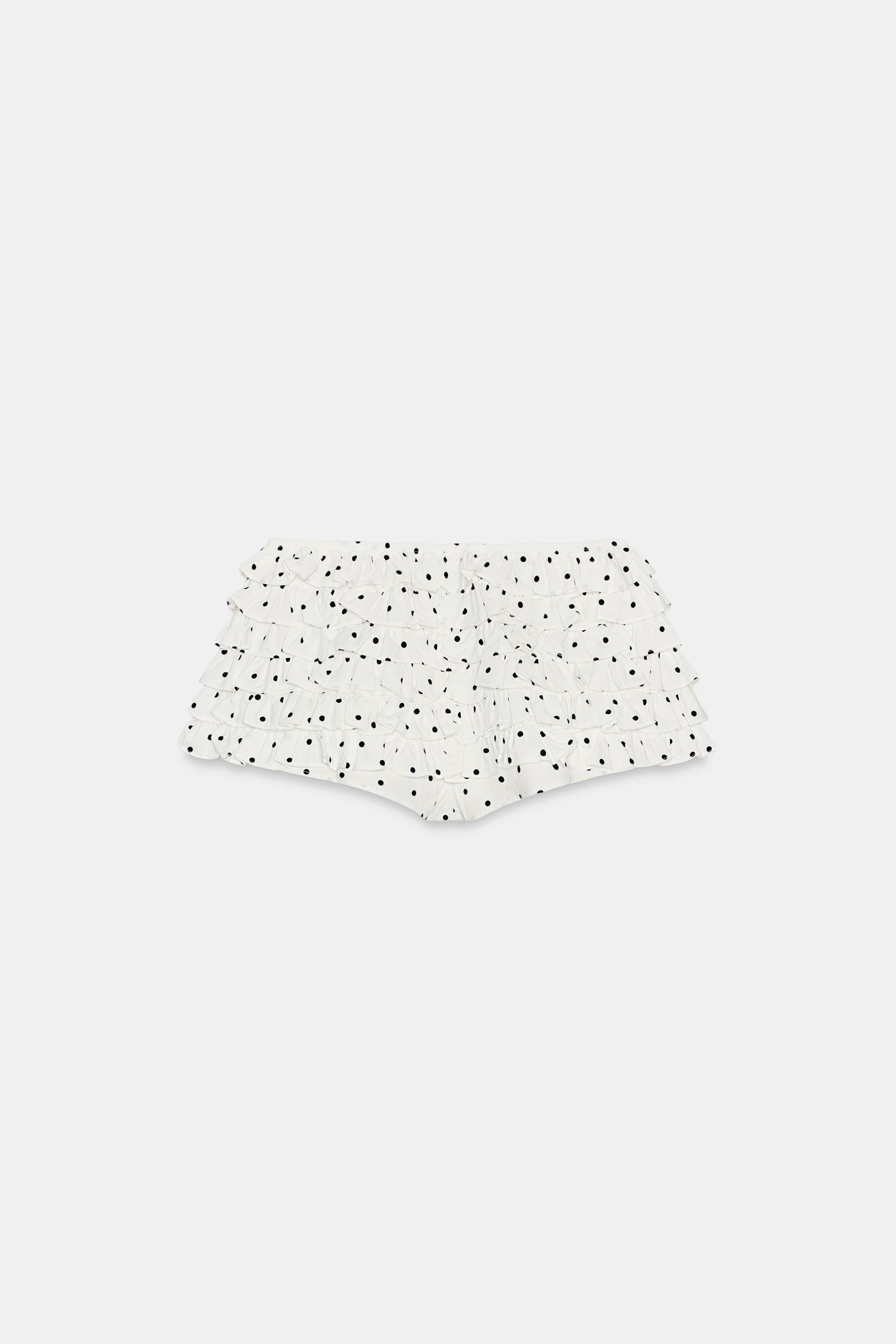 POLKA DOT RUFFLE MINI SHORTS
