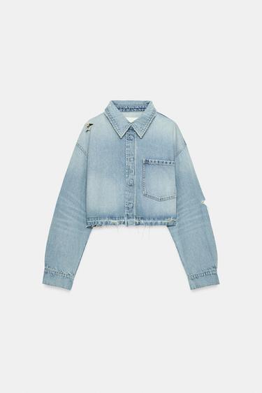 SURCHEMISE CROP EN DENIM TRF - Bleu clair de Zara - Image 5