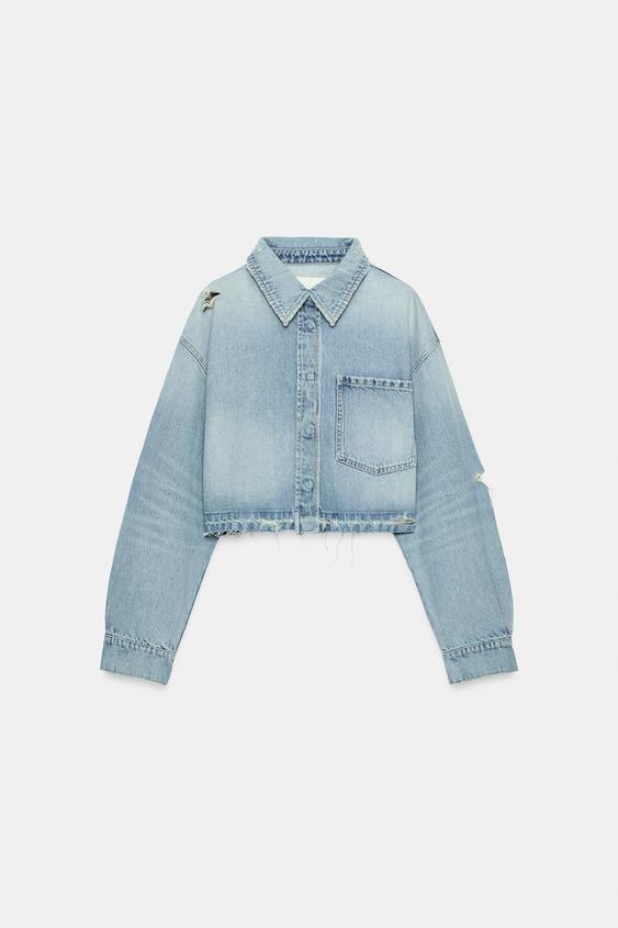 SURCHEMISE CROP EN DENIM TRF - Bleu clair de Zara - Image 5