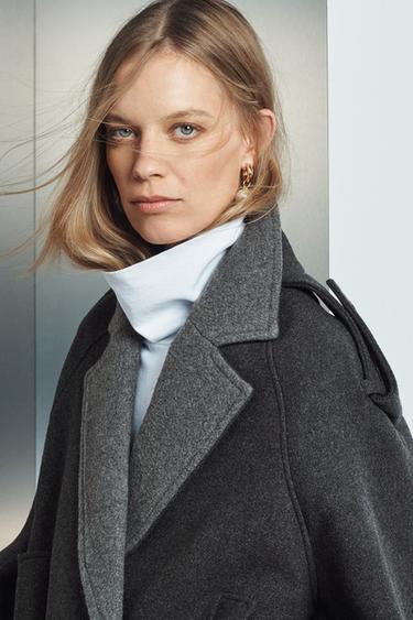 PANTALON WIDE LEG AVEC LAINE ZW COLLECTION - Gris chiné de Zara - Image 1