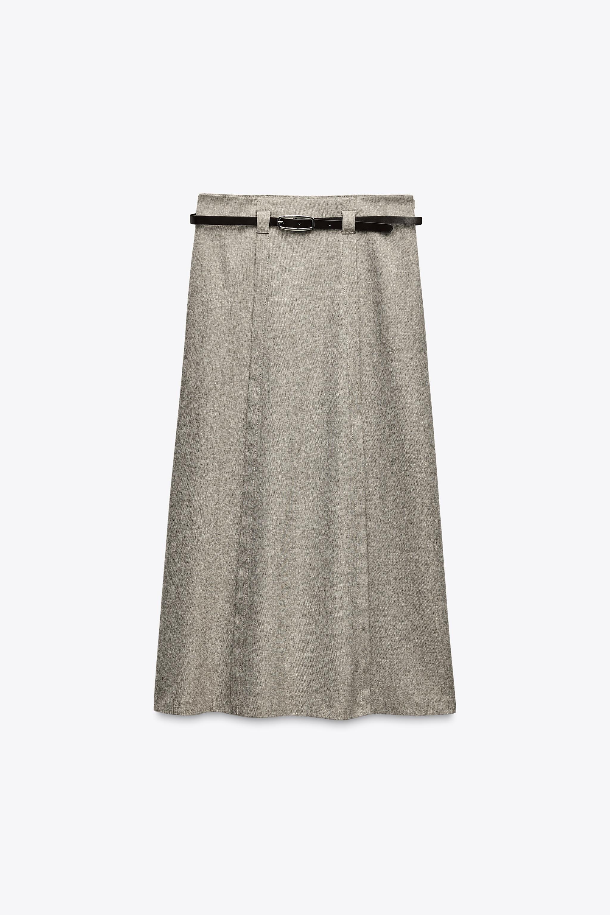 MIDI SKIRT WITH BELT - Beige | ZARA United States