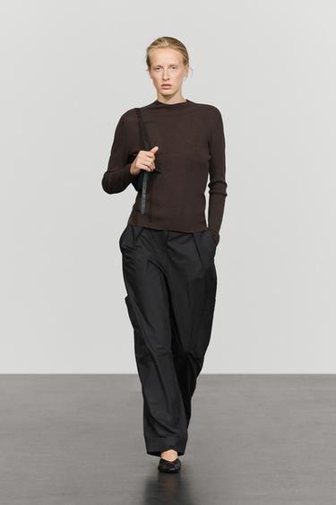 Zara Ribbed knit mock turtleneck sweater - Mink marl - Image 0