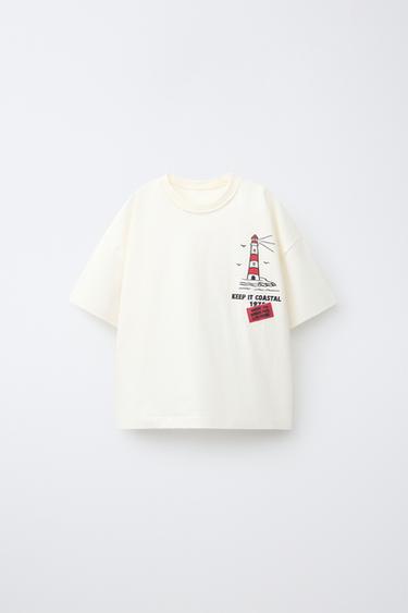 LIGHTHOUSE PRINT T-SHIRT - Ecru by Zara - Image 0