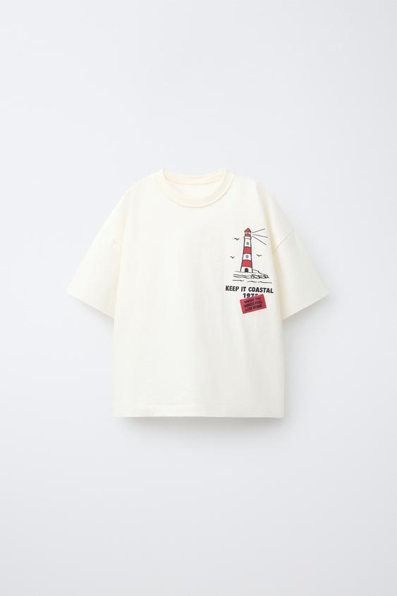 CAMISETA ESTAMPADA FARO - Crudo de Zara - Imagen 0