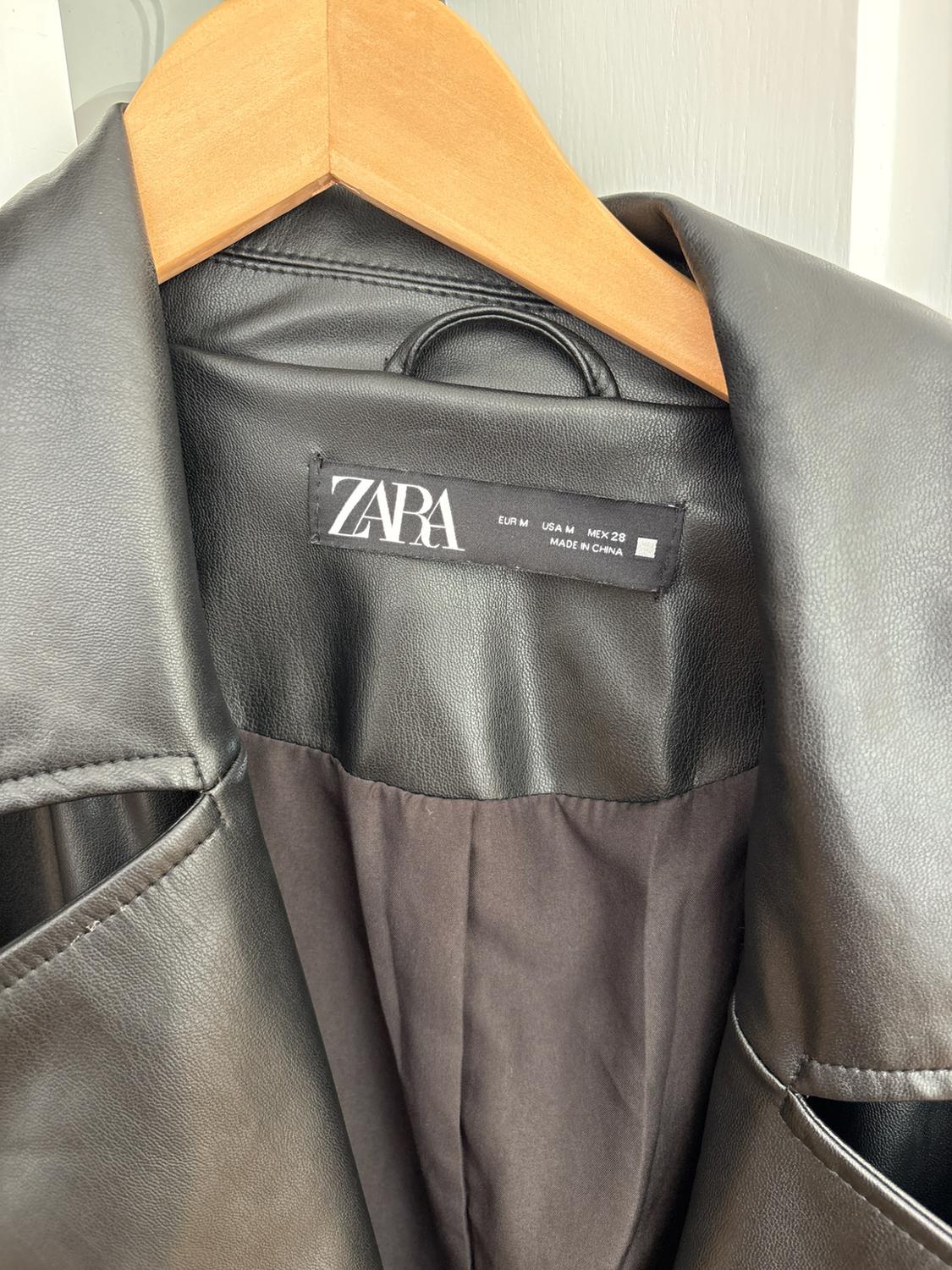 DOUBLE-BREASTED FAUX LEATHER TRENCH COAT WITH BELT - Image 3