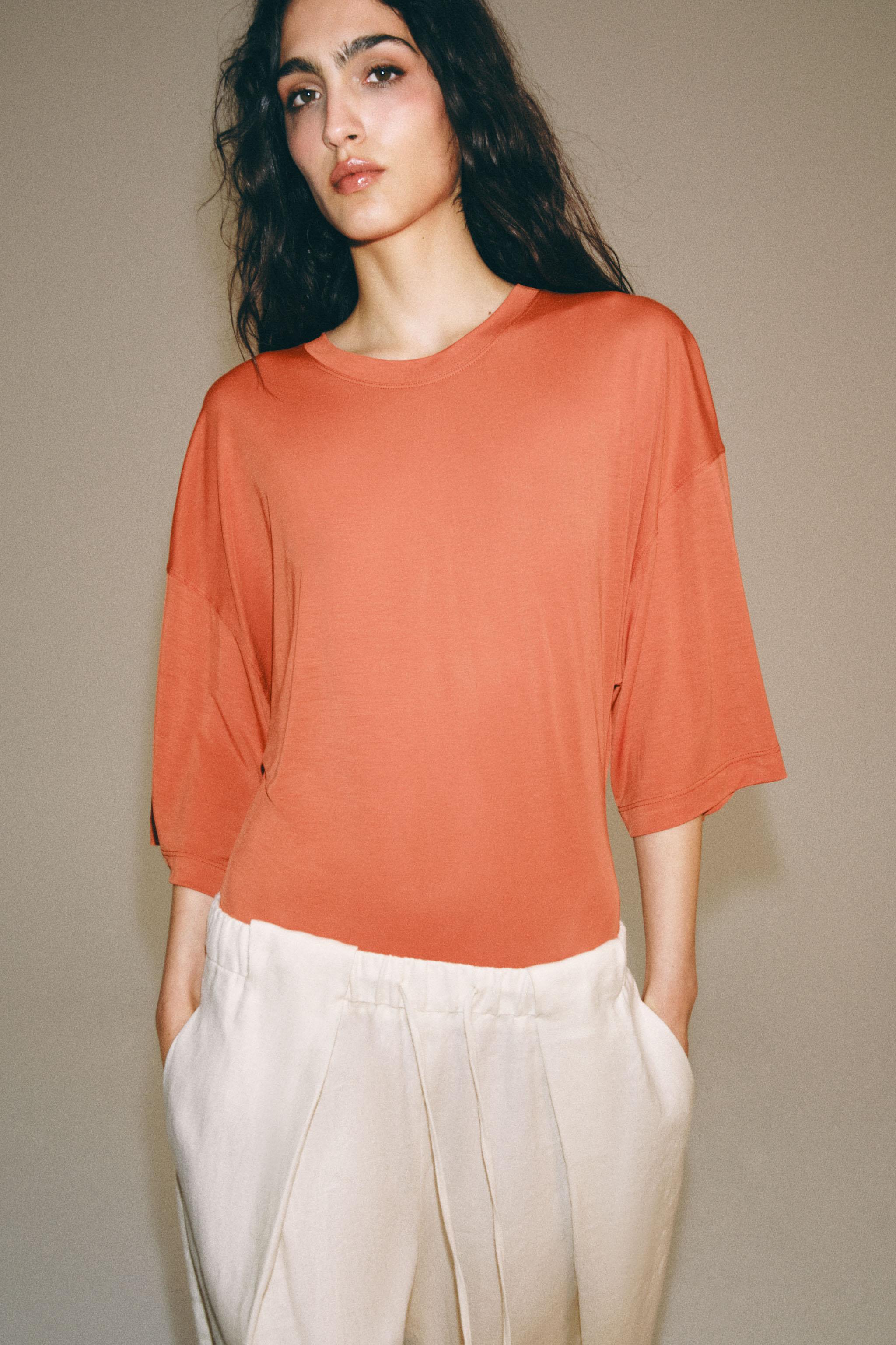 SHORT SLEEVE BODYSUIT — Burnt orange