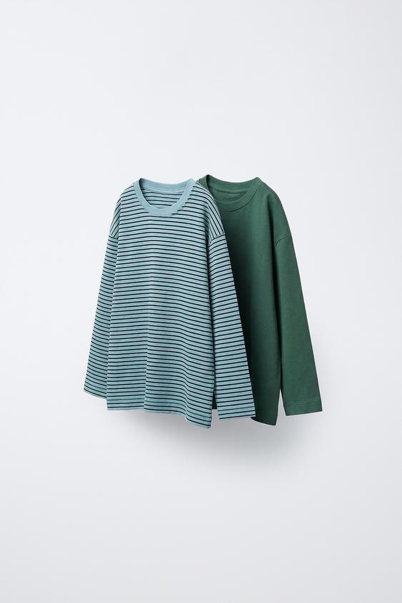 2-PACK OF STRIPED T-SHIRTS - Green / Blue by Zara - Image 0