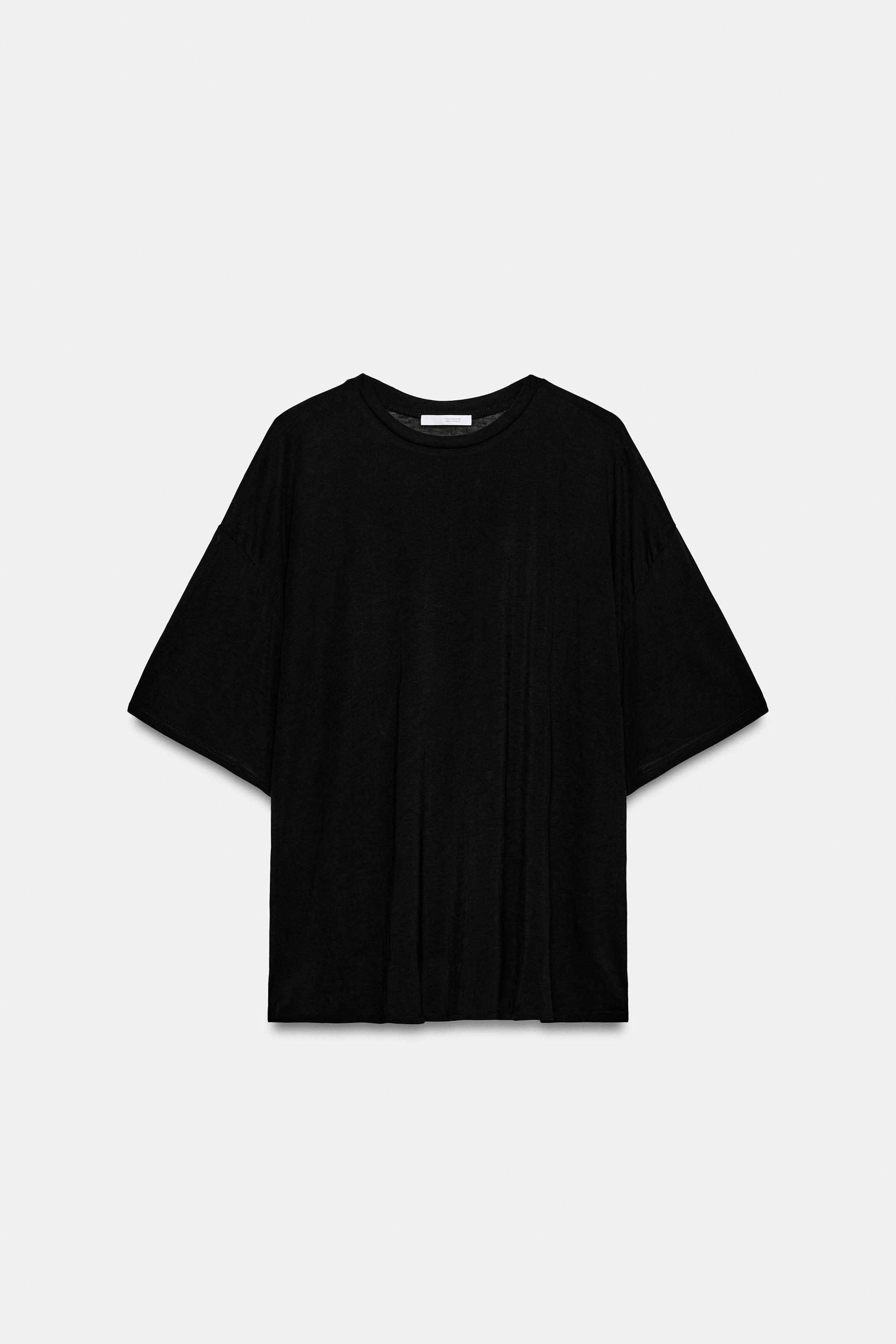 Женские футболки Zara SHORT SLEEVE OVERSIZE T-SHIRT — фото 3