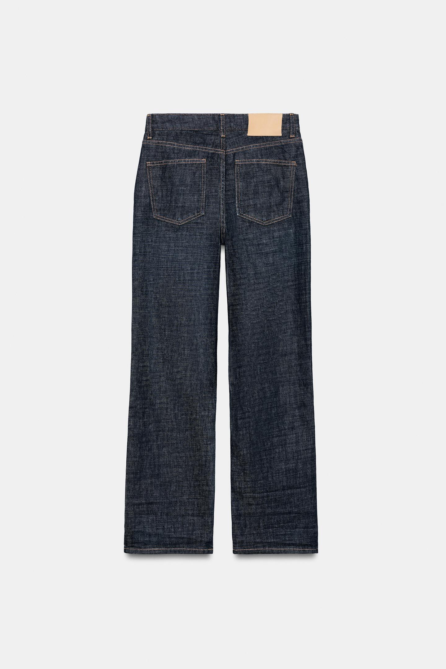 Женские джинсы Zara ZW Collection Straight Mid-Rise, цвет: Синий — фото 9