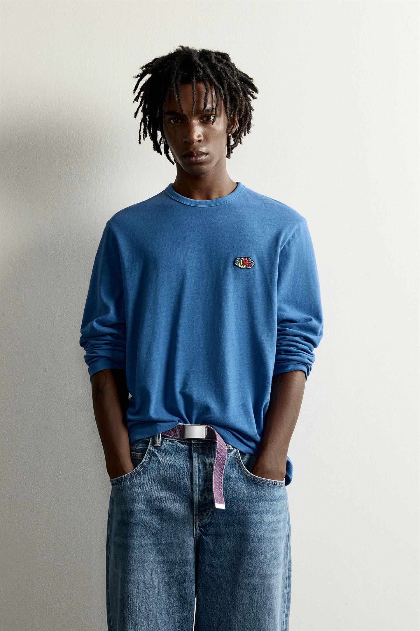 Мужская футболка Zara Fruit OF the Loom™ Basic Long Sleeve, цвет: Синий — фото 2