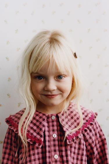 GINGHAM DRESS WITH RICK RACK TRIM - Salmon by Zara