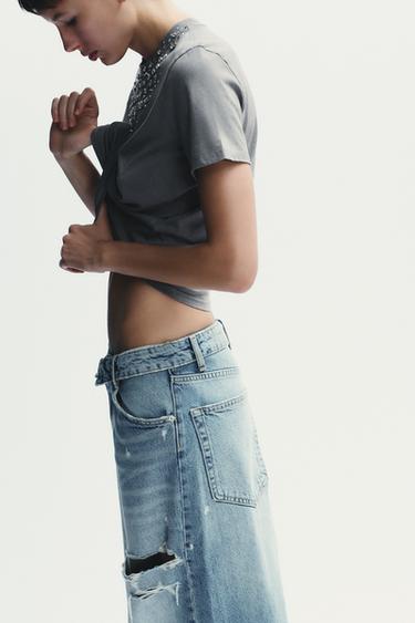 JEWEL FADED-EFFECT T-SHIRT - Grey by Zara - Image 3
