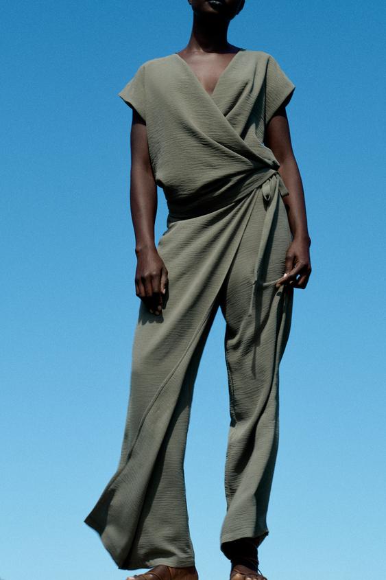 FLOWING WRAP TROUSERS Khaki ZARA India