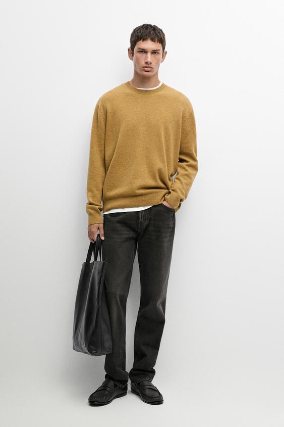 Zara Wool blend round neck knit sweater - Mocha - Image 0