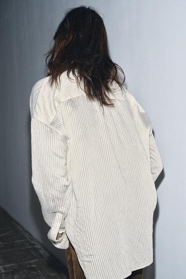 CHEMISE FLUIDE À RAYURES ZW COLLECTION - Blanc / Noir de Zara - Image 2