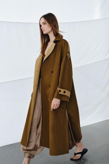 ZW COLLECTION LONG CONTRAST TRENCH COAT - Mid-camel by Zara - Image 4