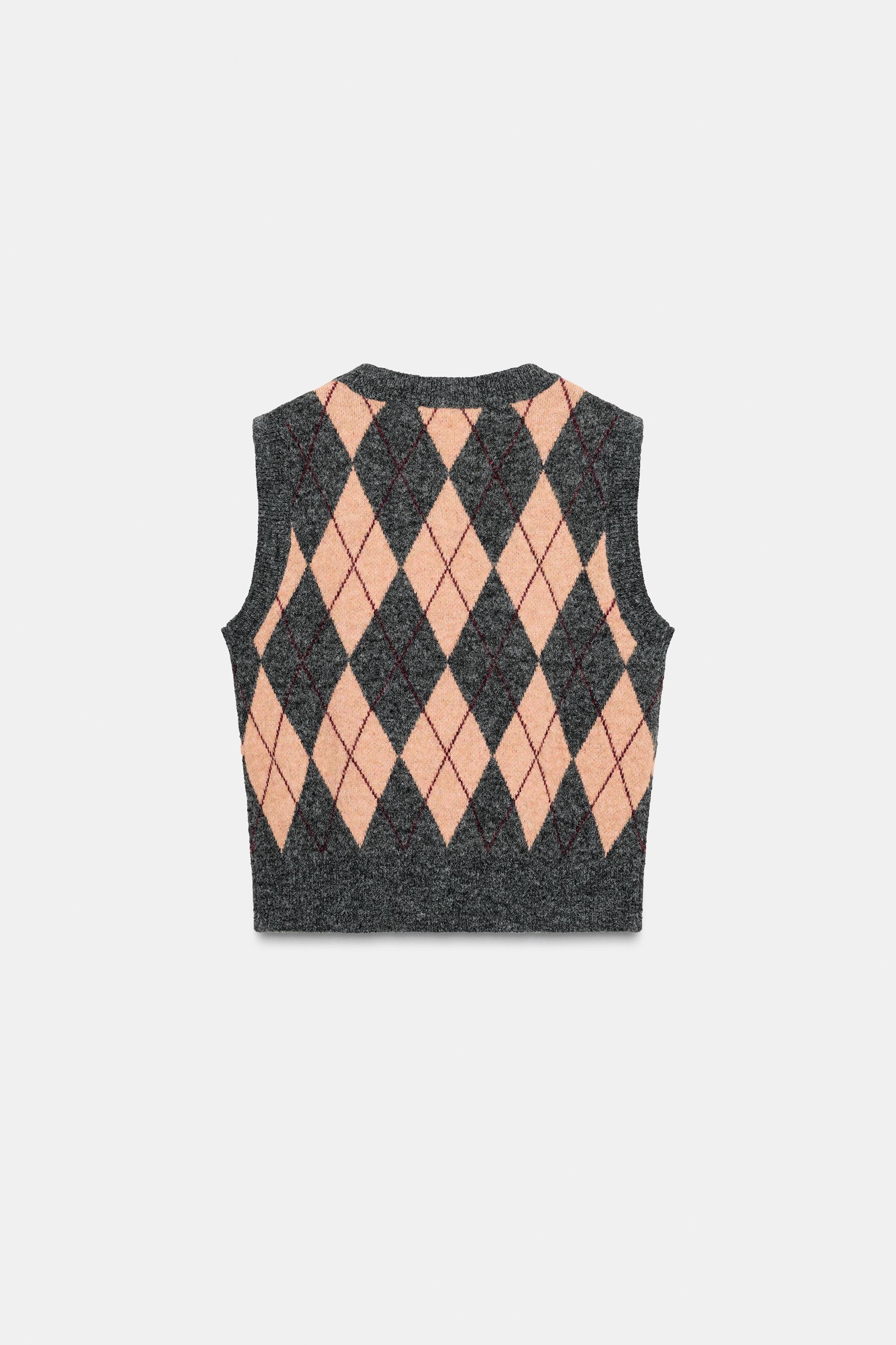 GILET EN MAILLE À LOSANGES