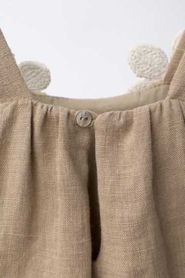 COMBINAISON 100% LIN À FLEURS ET DENTELLE - Vison de Zara - Image 3