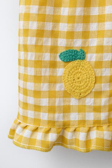 Zara CASA LAWA X ZARA KIDS GINGHAM LEMON KNIT DRESS - Yellow