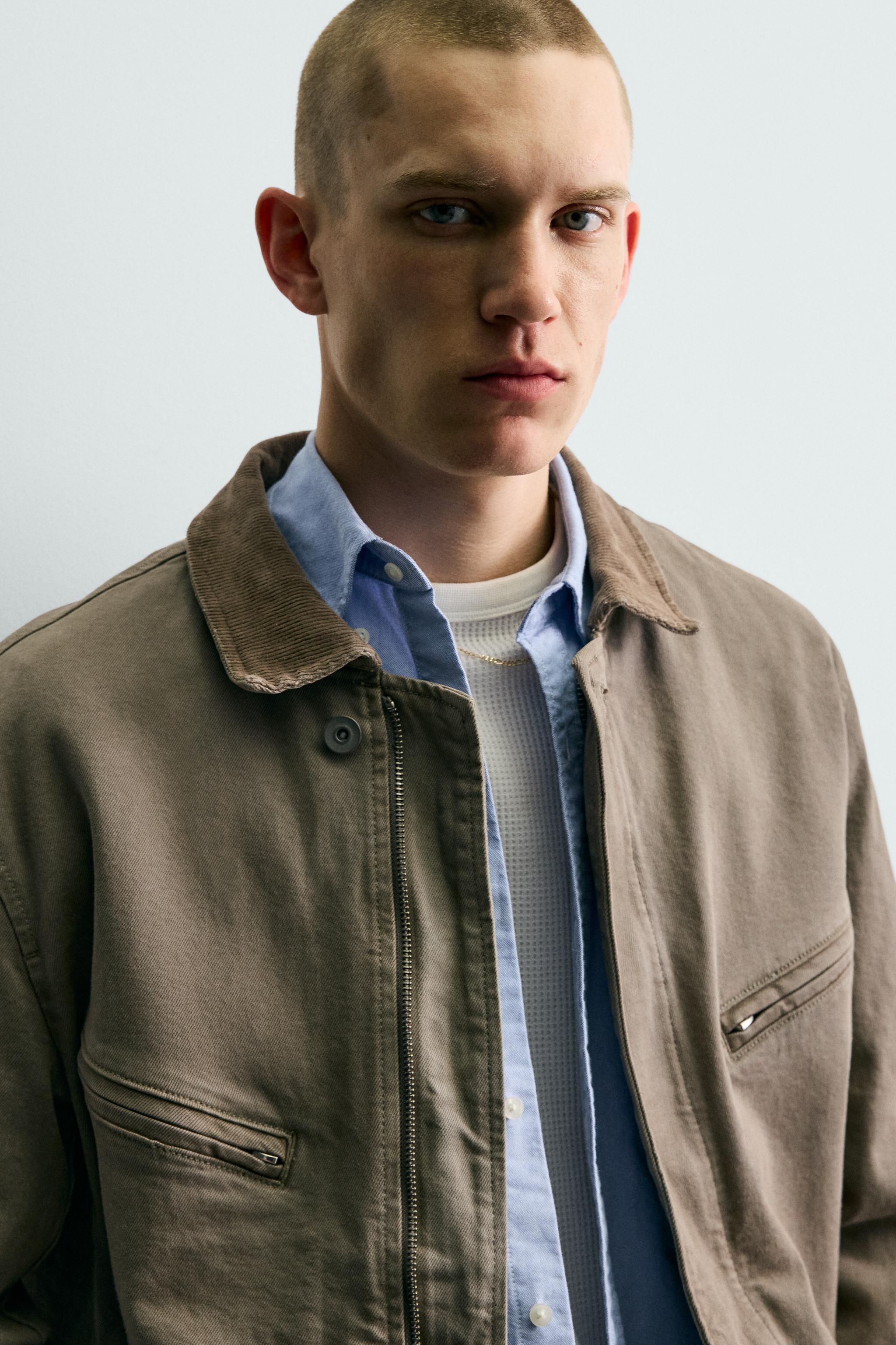 CROPPED FIT CORDUROY COLLAR JACKET