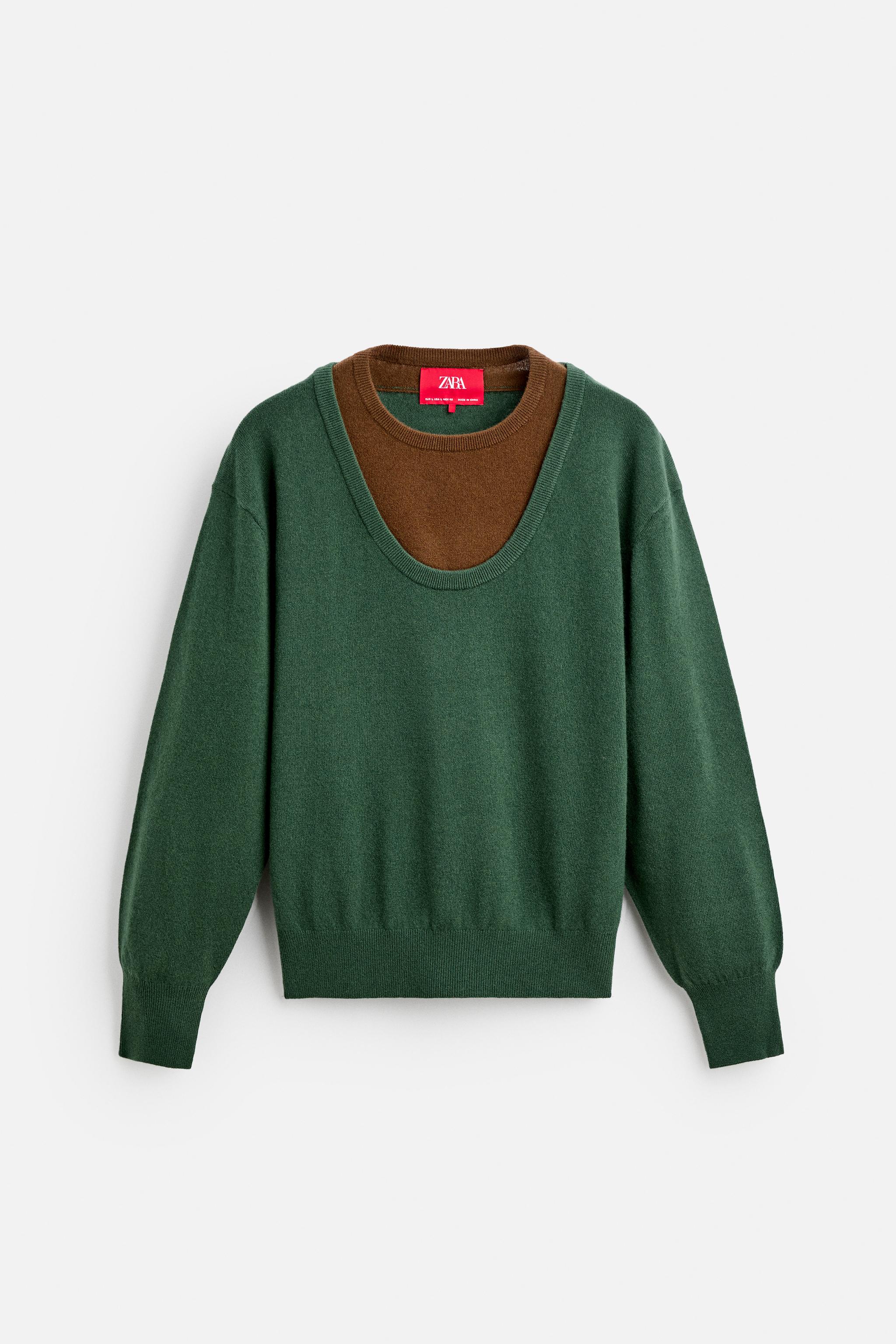 Zara Men Top Stitched Colorblock cheapest Sweater