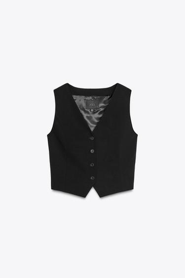 Zara SIDE VENT VEST - Black