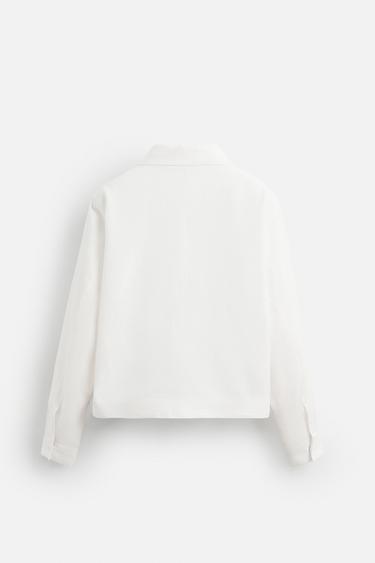 100% LINEN JACKET - White by Zara - Image 8