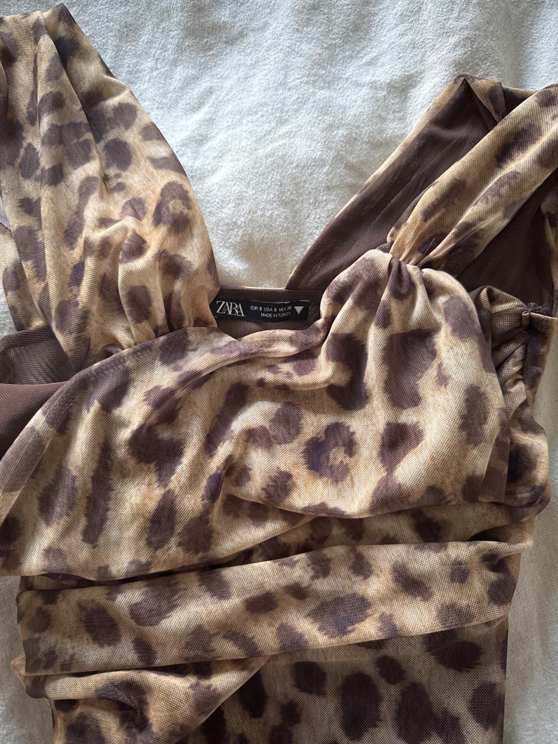 ANIMAL PRINT DRAPED TULLE BODYSUIT - Image 3