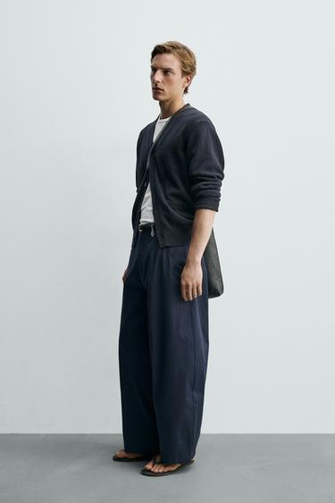 PANTALON WIDE FIT CROPPED - Bleu marine de Zara - Image 3
