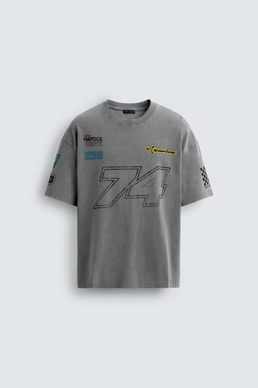 CAMISETA GRÁFICOS MOTOR - Gris antracita de Zara