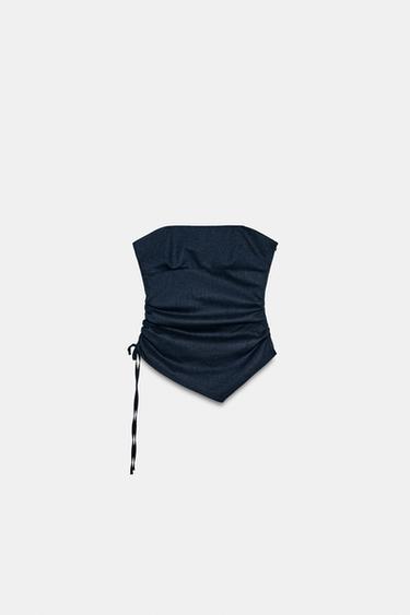 DRAPED LINEN BLEND TOP - Blue by Zara - Image 4