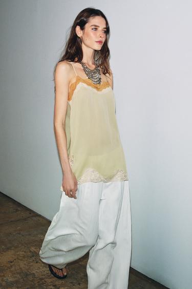 ZW COLLECTION LACE STRAP TOP - Lime by Zara - Image 3