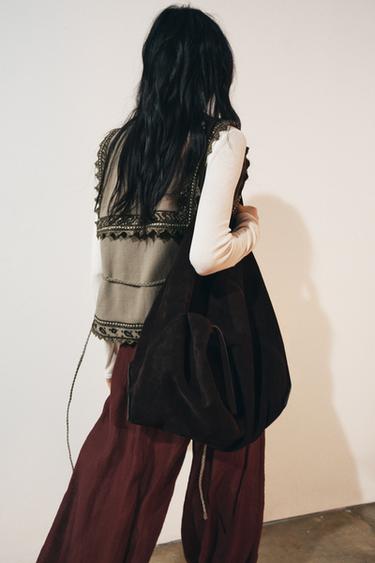 ZW COLLECTION EMBROIDERED WAISTCOAT WITH BELT - Mid-grey by Zara - Image 2