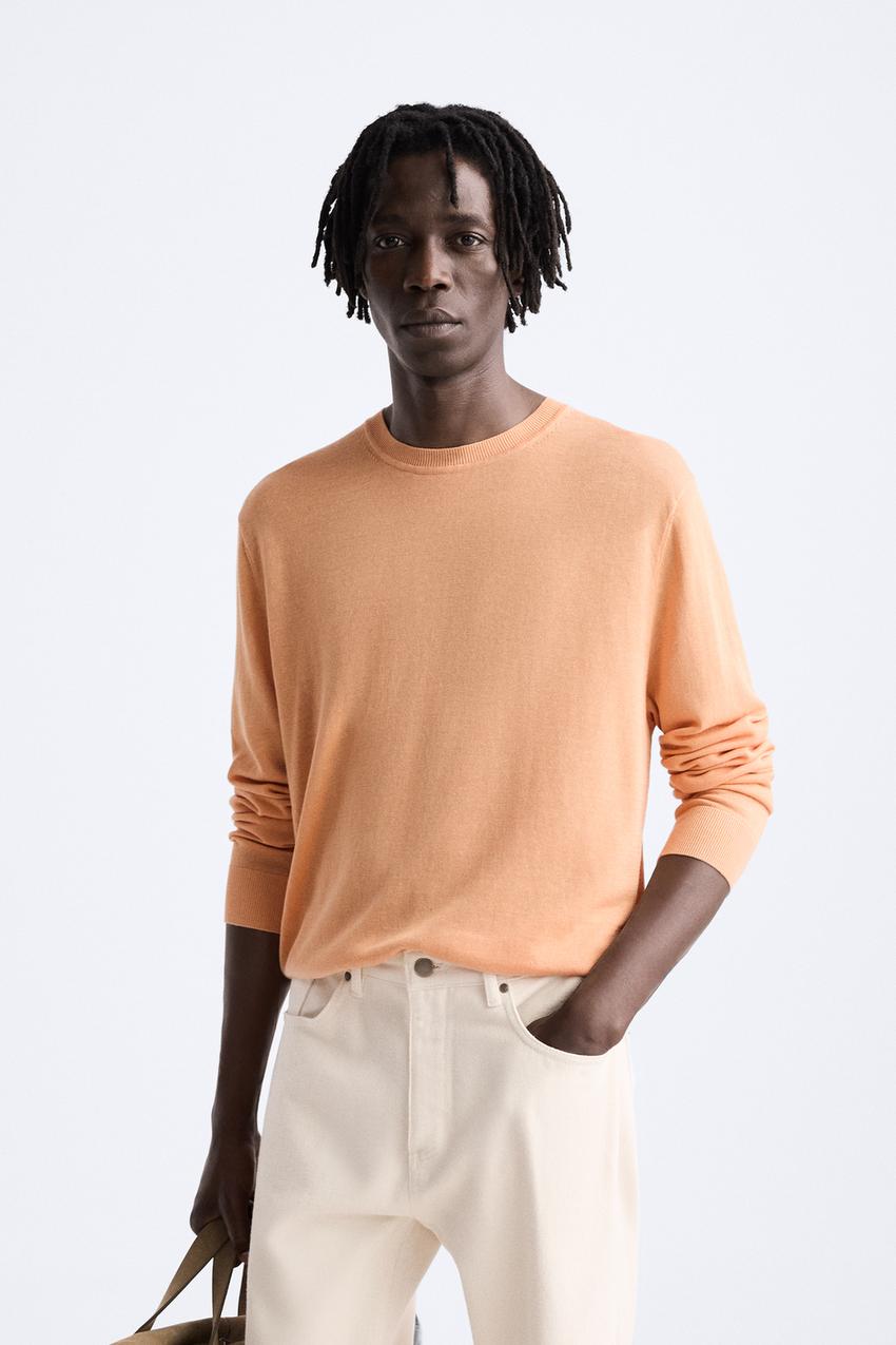 PULLOVER AUS MISCHGEWEBE MIT LYOCELL - Mandarine | ZARA 