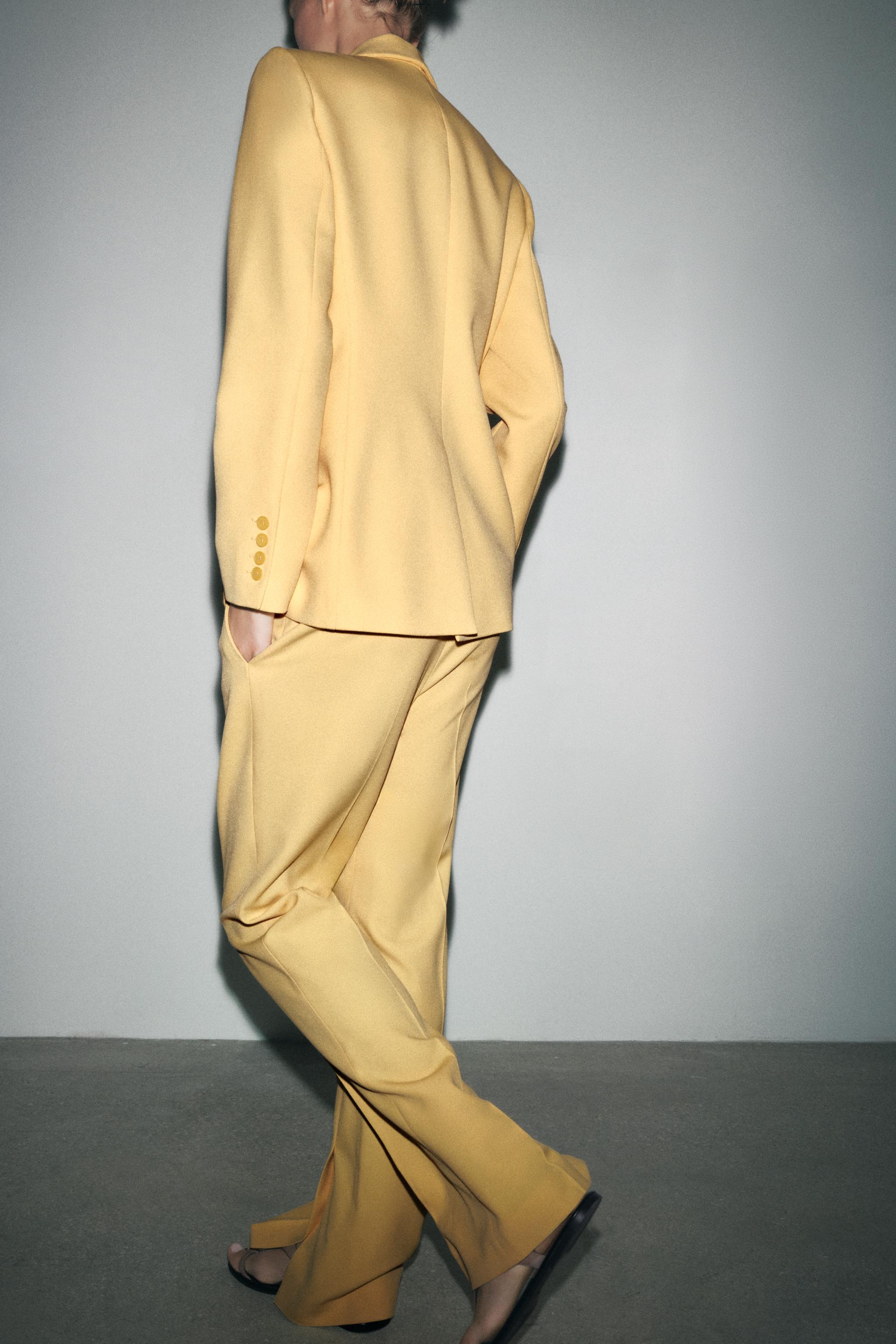 ZW COLLECTION フレアパンツ スリット入り - パステルイエロー