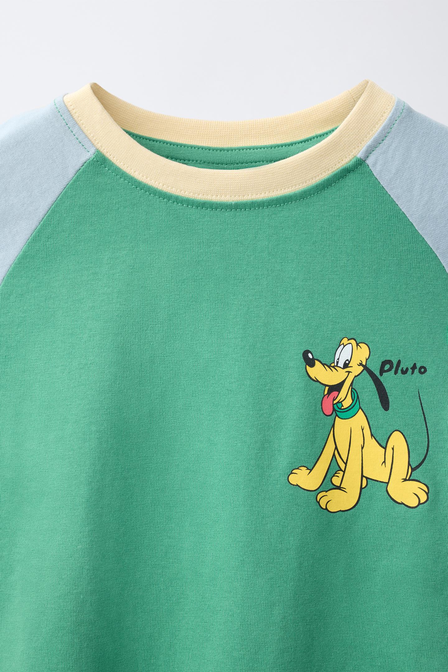 Детская футболка Zara Pluto© Disney Raglan, цвет: Зелёный — фото 3