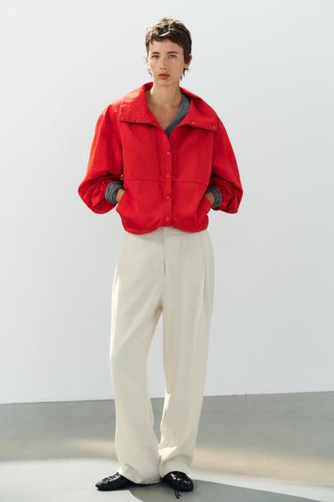 Zara PLEATED FLOWY TROUSERS - Mid-ecru