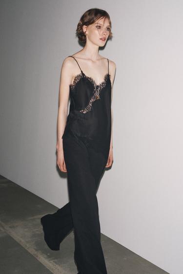 ZW COLLECTION LACE CAMISOLE TOP - Black by Zara - Image 5