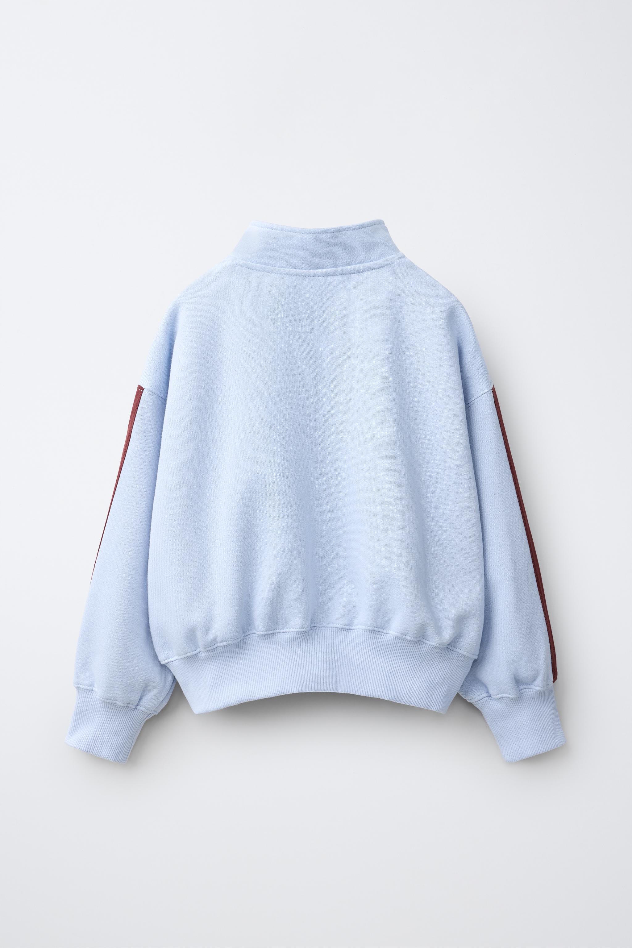 HIGH-NECK JOGGING SWEATSHIRT — Sky blue