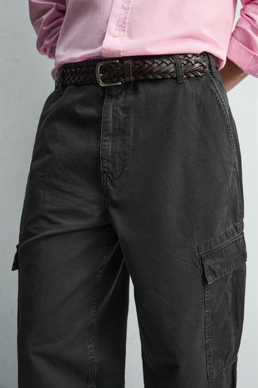PANTALON BATTLE COUPE DÉCONTRACTÉE DÉLAVÉ - Bleu de Zara - Image 4