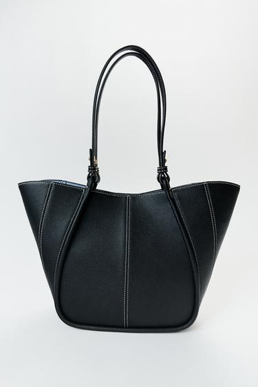KLEINER SHOPPER MIT STEPPNAHT - Schwarz von Zara