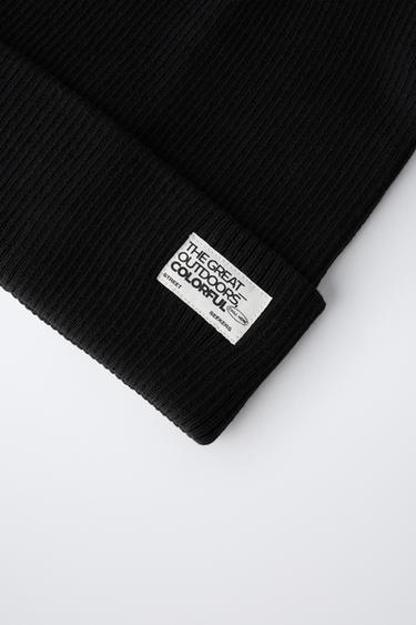 RIBBED KNIT BEANIE WITH LABEL - Black by Zara - Image 2
